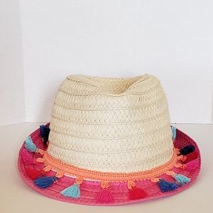 Kid's Straw Hat with Colorful Fringe